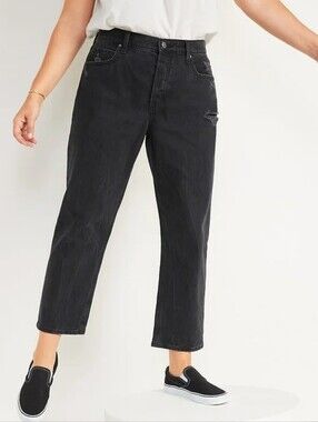 New With Tags Old Navy Size 8 High-Rise Slouchy Straight Crop Distressed Jeans